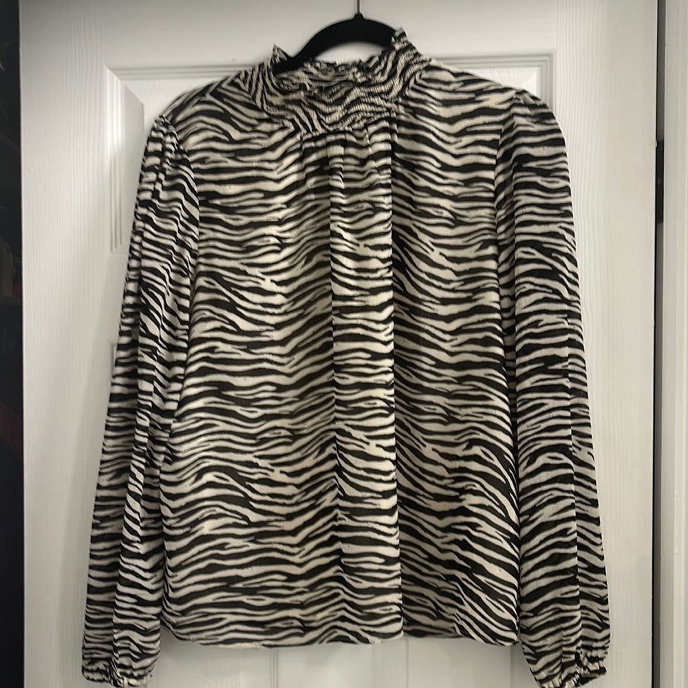 NWT J. Crew Zebra Print Smocked Top